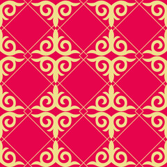 Decorative seamless pattern with ethnic element. Kyrgyz and Kazakh ornaments. Texture for background, holiday cards, invitations, wallpaper, pattern fills, fabrics, gift wrapping, textile. Vector.