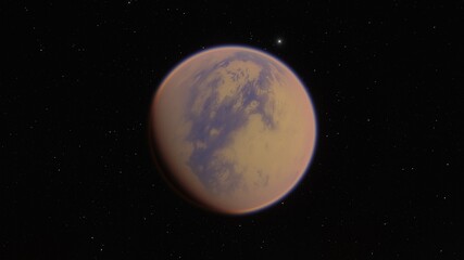 planet Titan, satellite of Saturn 3d render