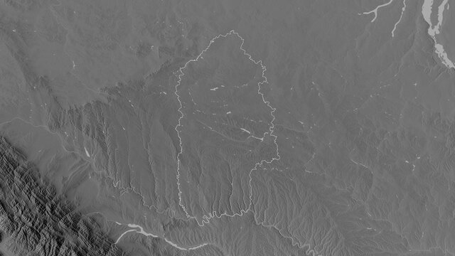 Khmel'nyts'kyy, Ukraine - outlined. Grayscale