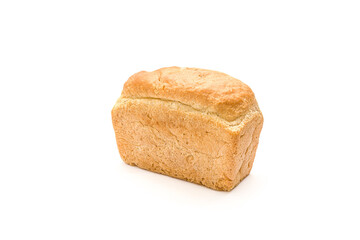bread brick on a white background. Isolated bread rolls on white background. square light concrete squared on white background