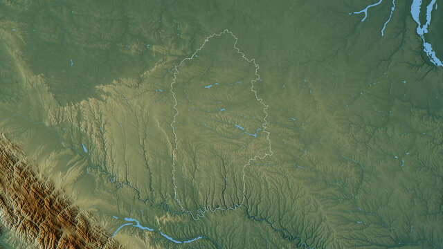 Khmel'nyts'kyy, Ukraine - outlined. Relief