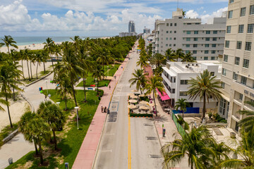 Miami Beach Ocean Drive reopening during Coronavirus with social distancing measures in place