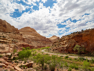 Beautiful landscape around the Hickman Bridge Trail of Capitol Reef National Park