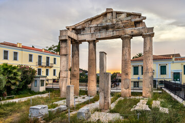 Fototapeta na wymiar The Gate of Athena Archegetis at the Dioskouron St. in Athens, Greece.