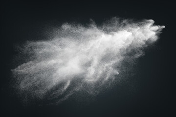 Abstract design of white powder cloud on dark background
