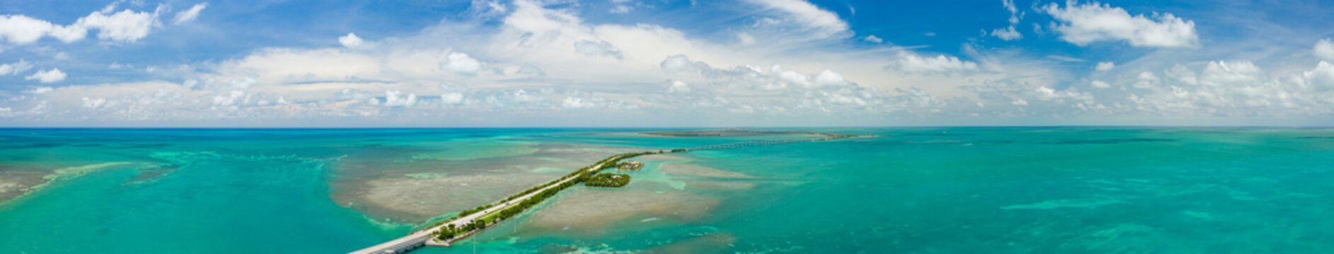 Florida Keys Overseas Highway aerial panorama saturated colors landscape photography