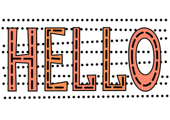 Hello there. Caption for the concept of a banner, poster, and sticker with the text Hello.  Hello message icon on a white background, geometric style. Simple logo.