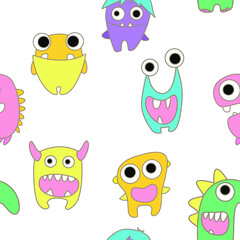 seamless pattern with monsters vector illustration