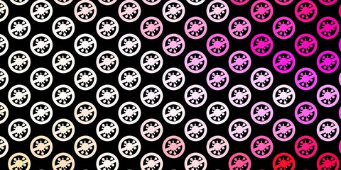 Dark Pink, Yellow vector pattern with coronavirus elements.