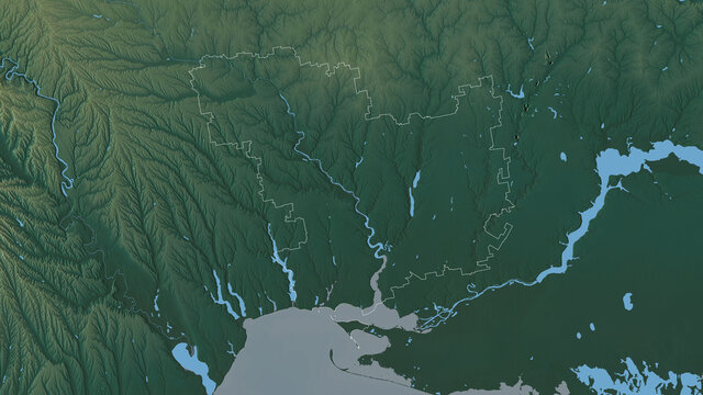 Mykolayiv, Ukraine - outlined. Relief