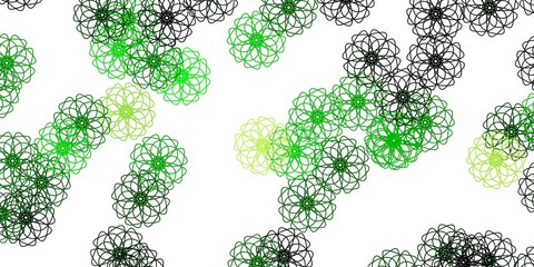 Light Green, Yellow vector doodle background with flowers.