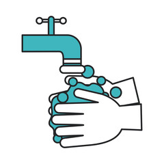 covid 19 coronavirus, wash hands with soap, prevention spread outbreak disease pandemic line and fill style icon
