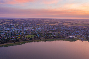 Sunset over town Colac in Australia