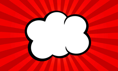 Retro comic empty speech, red, cloud, pop art illustration