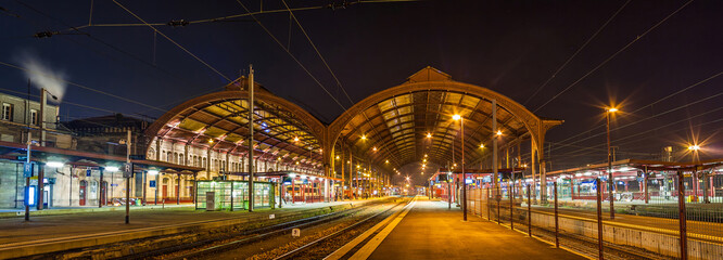 Strasbourg railway station at night. Alsace, France © Leonid Andronov