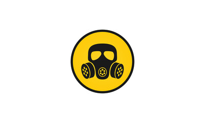 Gas mask grunge vector icon,Respirator face gas mask for air breathing apparatus sign 