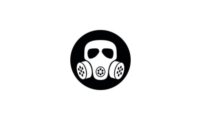 Gas mask grunge vector icon,Respirator face gas mask for air breathing apparatus sign 