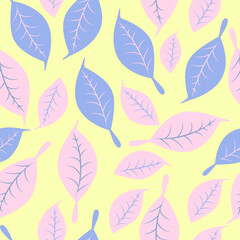 Fototapeta na wymiar Seamless pattern with stylized colorful leaves. Endless texture for your design, fabrics.