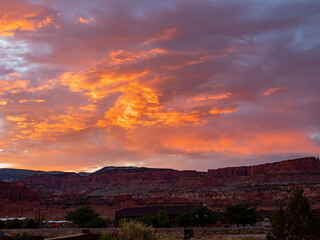 Beautiful sunset rural landscape of Torrey, Utah