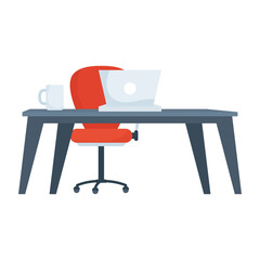 Isolated office desk with laptop and coffee mug vector design