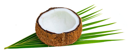 The coconuts are peeled and cut. Asian cooking is on a completely separate white ground.