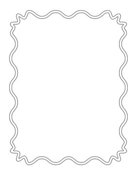 Vintage rectangular border frame isolated on white background, thin line woven ornament, simple decorative pattern, vector illustration.