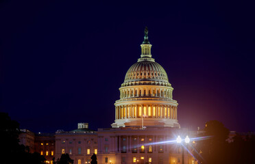 United States Capitol and the Senate Building, Washington DC USA at night