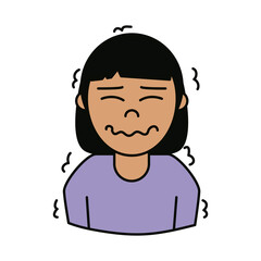 covid 19 coronavirus, woman with fever weakness symptom, prevention spread outbreak disease pandemic flat style icon