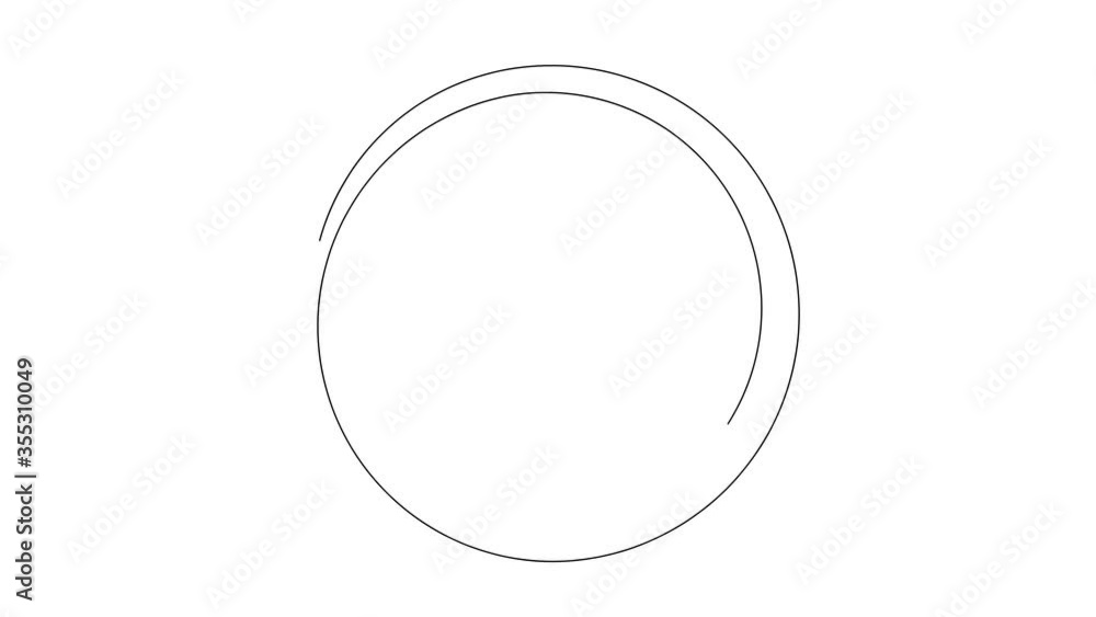 Poster continuous one line drawing round frame animated, motion in seamless loop on a white background.