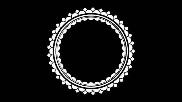 Elegant animation of white circle frame on a black background.