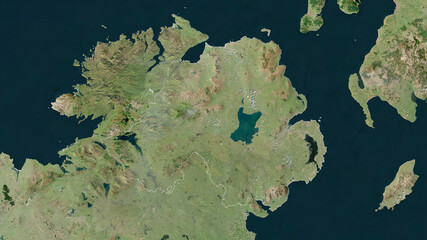 Northern Ireland, United Kingdom - outlined. Satellite © Yarr65