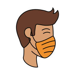 man with medical mask, covid 19 coronavirus prevention spread outbreak disease pandemic flat style icon
