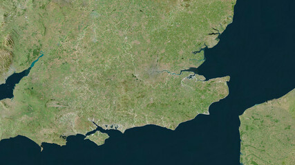 South East, United Kingdom - outlined. Satellite © Yarr65
