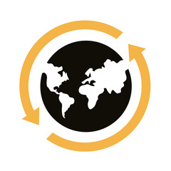 world planet with arrows around line style