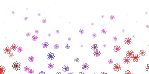 Light Pink, Red vector doodle texture with flowers.