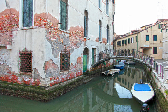 A small canal in Venice, Italy.