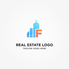 Simple and Modern F Letter Real Estate Logo Template for Your Business