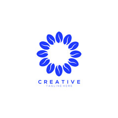 mandala blue monogram vector logo
