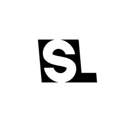 Initial letters Logo black positive/negative space SL