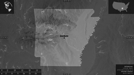 Arkansas, United States - composition. Grayscale