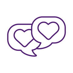 Hearts inside communication bubbles line style icon vector design