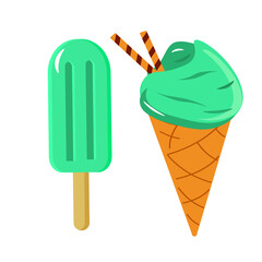 Ice cream. Vector illustration on a white background. Summer drawing.