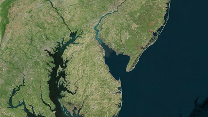 Delaware, United States - outlined. Satellite