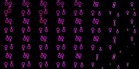 Light Pink vector backdrop with woman's power symbols.