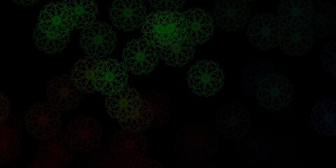 Dark Green vector background with random forms.