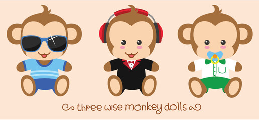 cute three wise monkey dolls