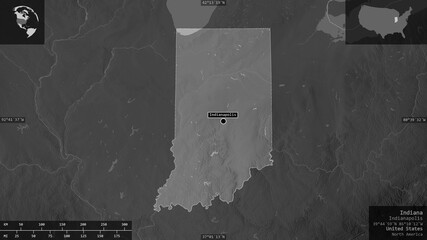 Indiana, United States - composition. Grayscale