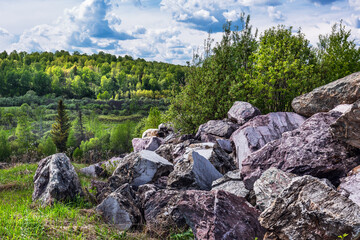 Quarry for the extraction of natural pink marble