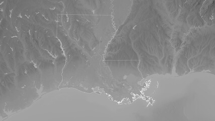 Louisiana, United States - outlined. Grayscale