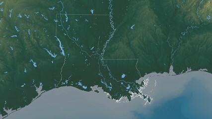 Louisiana, United States - outlined. Relief